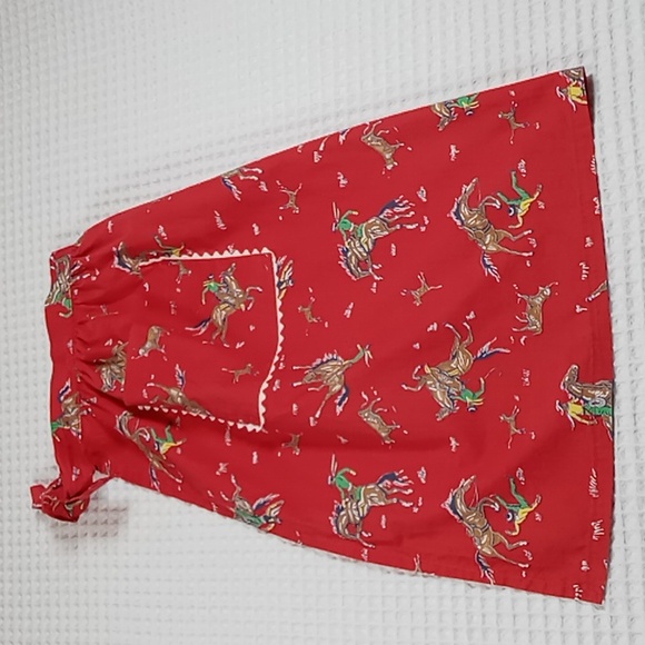 Vintage 50's Red Bronco Bustin' Western Theme Women's Half Apron MCM - Picture 11 of 14
